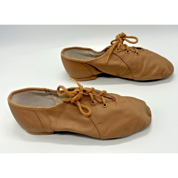 BLOCH Tan / Caramel Lace-Up Jazz Soft Dance Shoes - Girls Sz 13.5 - Picture 2 of 7